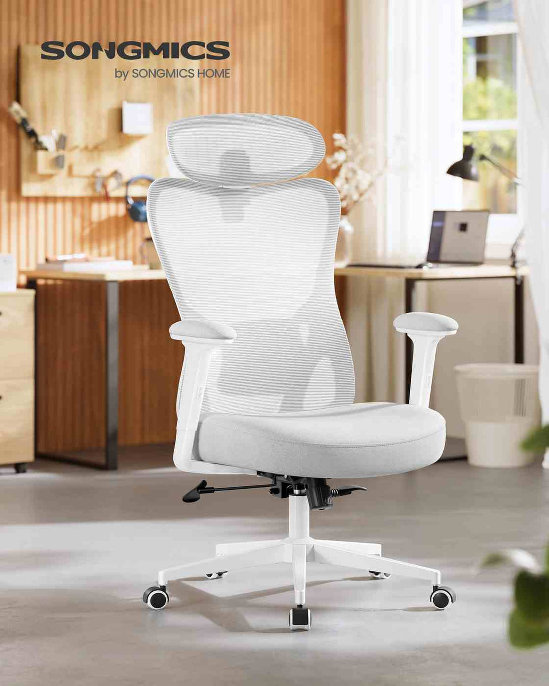Ergonomischer Bürostuhl mit verstellbarer Unterstützung | Taubengrau | 70x70x119-136 cm