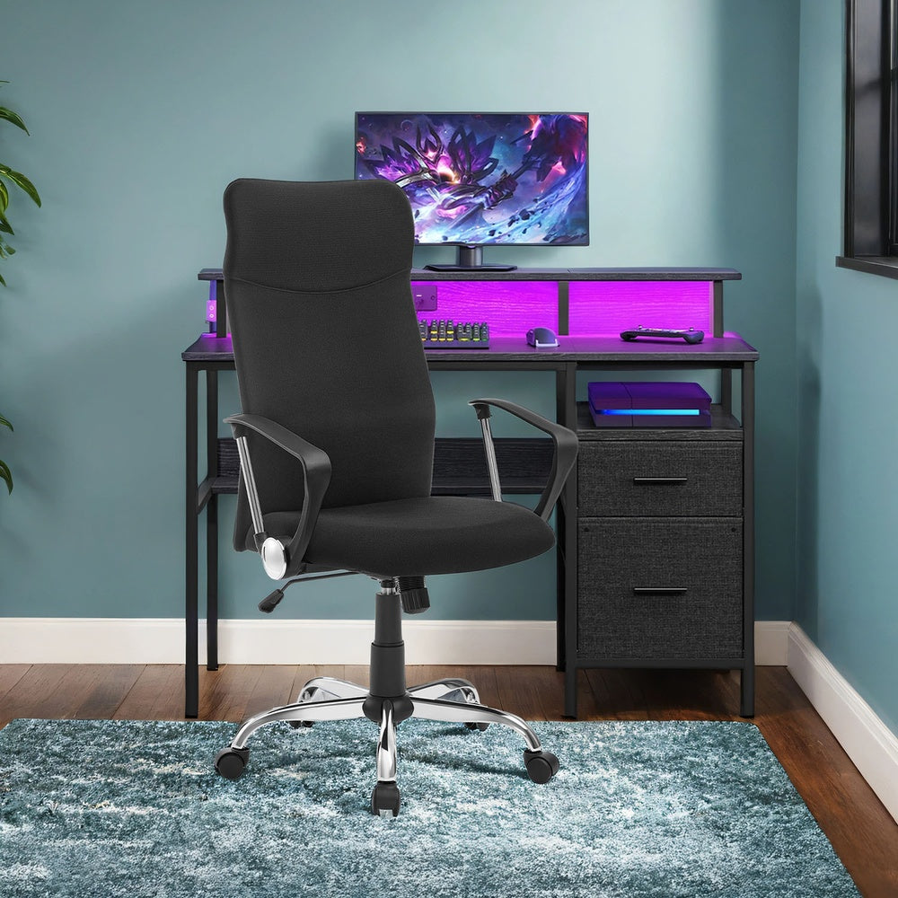 Ergonomischer Bürostuhl mit Armlehnen | Schwarz | 63x63x110-120 cm