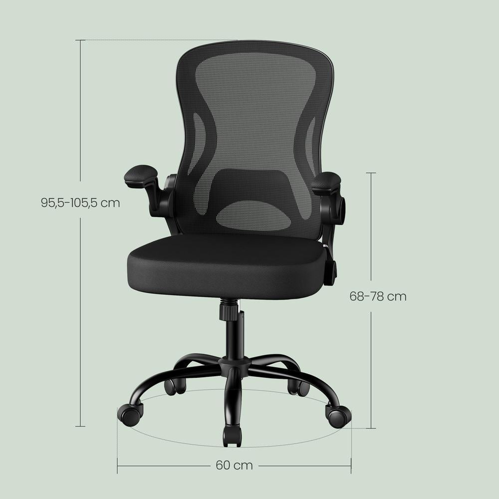 Ergonomische bureaustoel met netrug en wipfunctie | Zwart | 60x60x95,5-105,5 cm