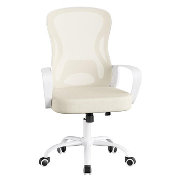 Ergonomische bureaustoel met netrug en wipfunctie | Beige-wit | 60x60x95,5-105,5 cm