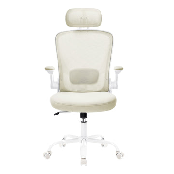 Ergonomische bureaustoel met wipfunctie en mesh | Beige | 62x62,4x120,4 cm
