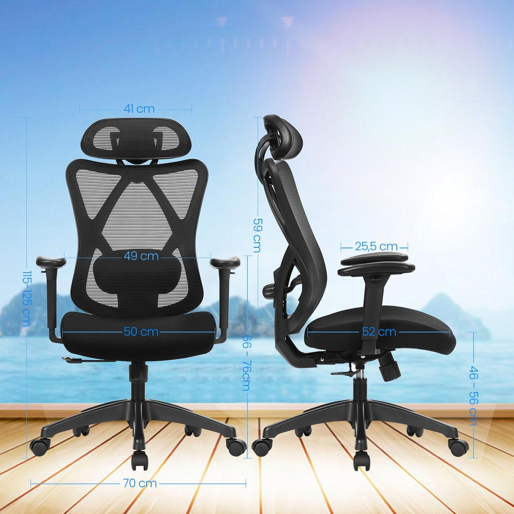 Ergonomischer Bürostuhl Computerstuhl | Schwarz | 66x68x114-123,5 cm