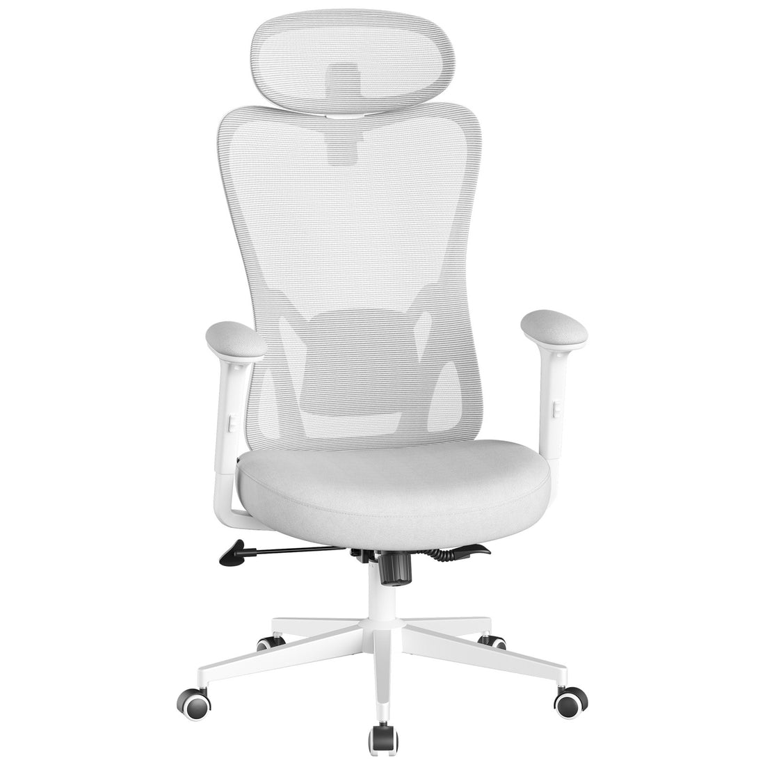 Bürostuhl mit verstellbarer Lenden- und Kopfstütze | Grau | 70x70x113-130 cm