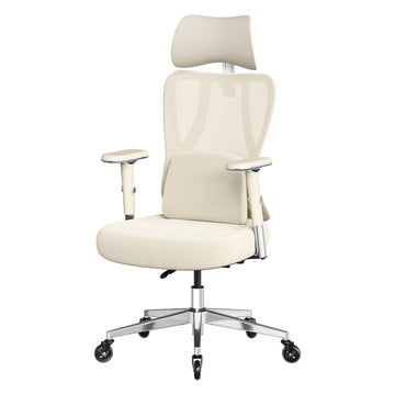 Ergonomische bureaustoel draaistoel | Bruin-wit | 70x70x112-132 cm