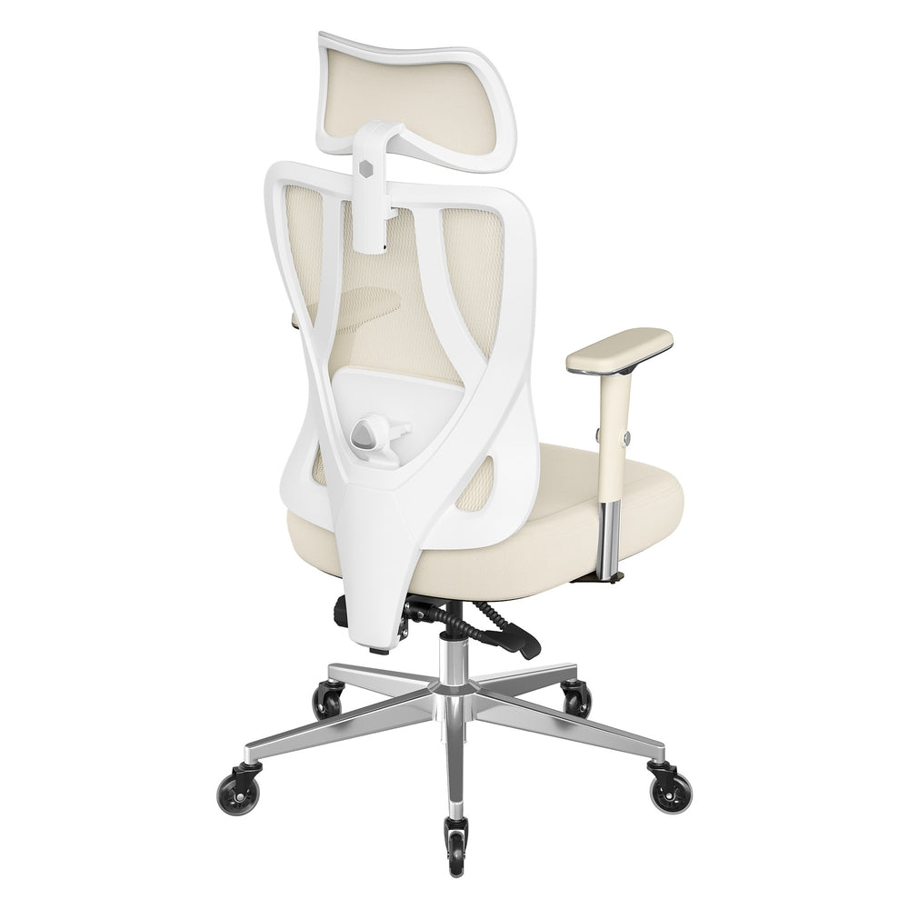 Ergonomischer Bürostuhl Drehstuhl | Braun-weiß | 70x70x112-132 cm