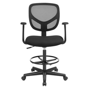Draaibare bureaustoel met voetsteun en rugleuning | Zwart | 46x45x98,5-118,5 cm