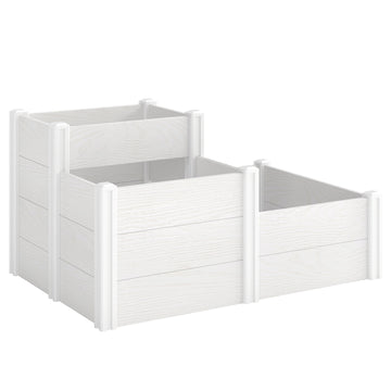 3-laags stapelbaar verhoogd tuinbed - modulair kruidenbed | Kleur: Wit | Afmetingen: 80x120x64 cm