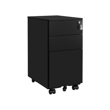 Mobiele archiefkast op wielen - staal - afsluitbare laden - zwart - 30 x 45 x 60 cm