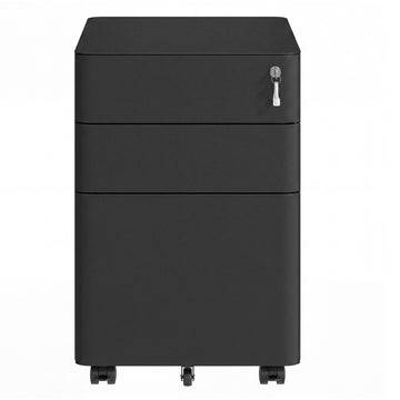 Rollcontainer met Rollen, Archiefkast en Bureaukast | Zwart | 39x50x59 cm