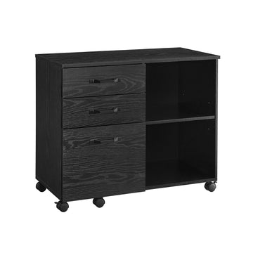Rolcontainer op wielen - opbergkast - spaanplaat/metaal - 40 x 80 x 66 cm - zwart houtnerf