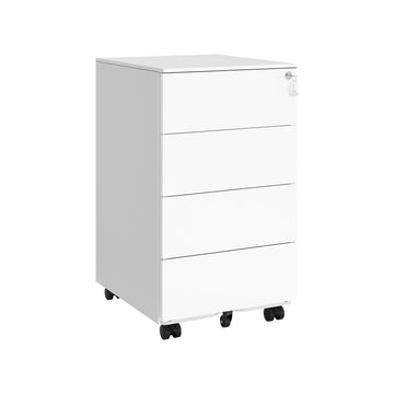 Stalen ladeblok op wielen, 4 laden, wit, 45,1 x 39 x 69,3 cm, max. 15 kg