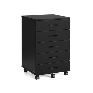Rollcontainer met 5 laden met schroefloze geleiders | Inktzwart | 42x40x65,7 cm