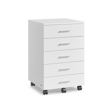 Houten ladeblok op wielen - mobiele opberger - kantoor - 40 x 42 x 65,7 cm