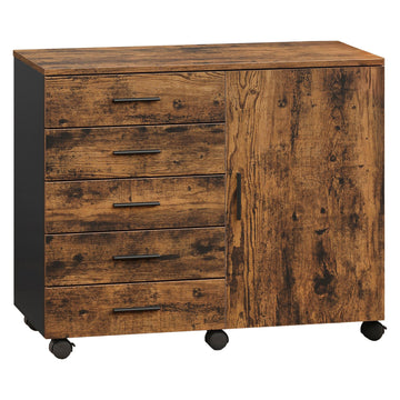 Rollcontainer met deur en archiefkast | Bruin | 80x40x65 cm