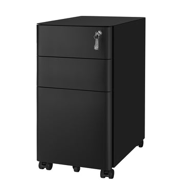 Rollcontainer archiefkast met 3 laden en hangmappenlade | Zwart | 46x30x59,2 cm