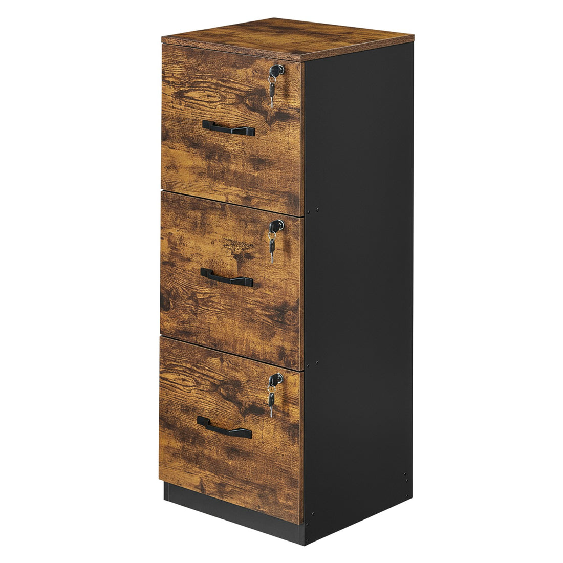 Büroschrank Aktenschrank für Heimbüro | Braun-Schwarz | 41x40x103 cm