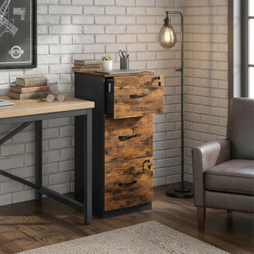 Bureauschrank archiefkast voor thuiskantoor | Bruin-zwart | 41x40x103 cm