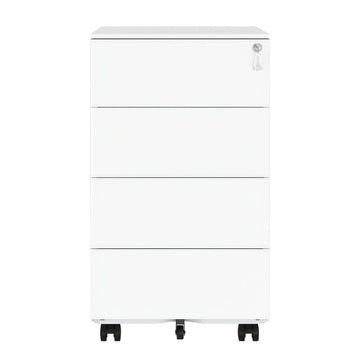 Mobiele archiefkast met 4 laden | Wit | 39x45x69,3 cm