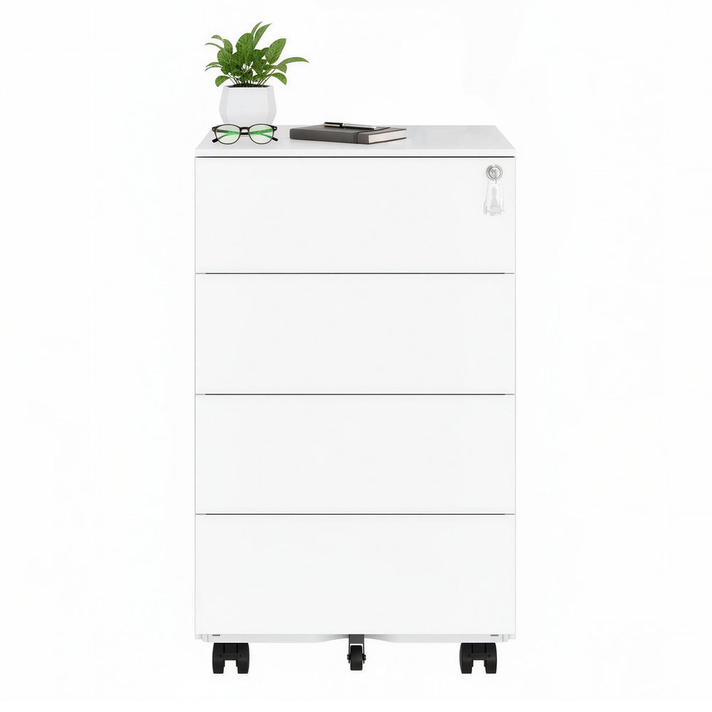 Mobiler Aktenschrank mit 4 Schubladen | Weiß | 39x45x69,3 cm