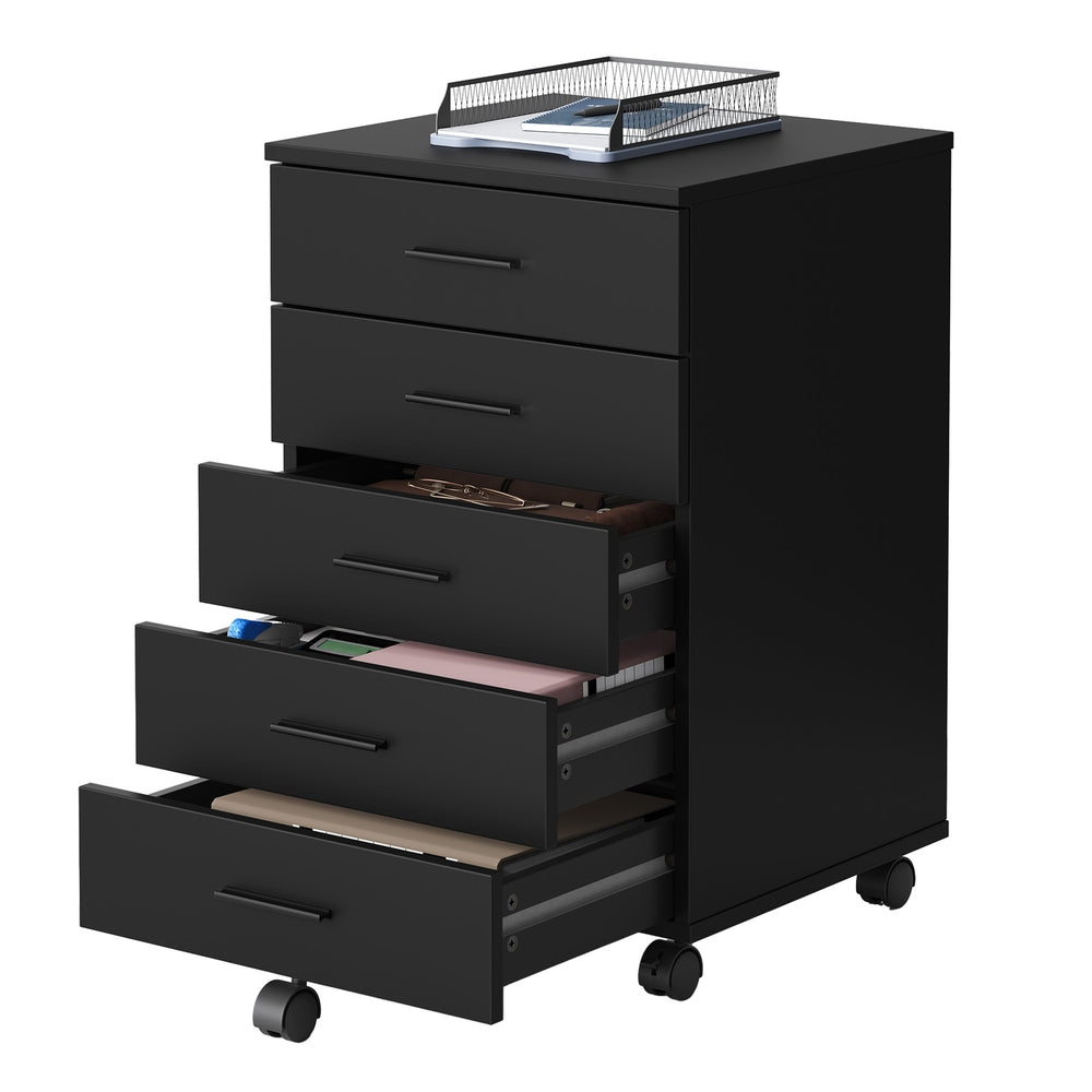 Rollcontainer Archivschrank Schubladenschrank | Schwarz | 42x40x65,7 cm