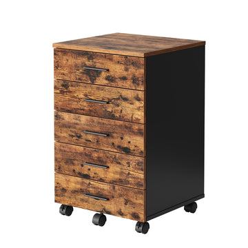 Rolcontainer archiefkast met laden | Bruin | 42x40x65,7 cm