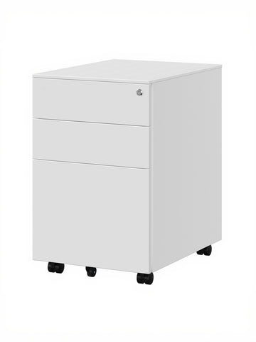 Rollcontainer met 3 laden voor onder bureau | Wit | 39x52x60 cm