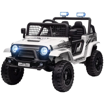 12V elektrische kinderauto met dubbele motor - Wit | Kleur: Wit | Afmetingen: 67x109x68.5 cm