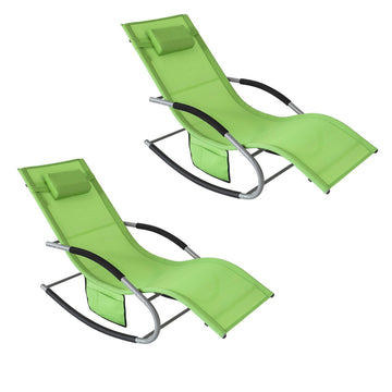 Elegante ligbedset - Schommelstoel - Ligstoel met zijtas - Ademende synthetische vezels - Afneembaar kussen - EVA-armleuningen - Afmetingen zoals afgebeeld
