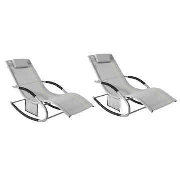 Elegante ligbedset - Schommelzonnebank - Tuinligstoel - Ademende stof - Afneembaar kussen - Geïntegreerde zijzakken - 150 kg draagvermogen - Afmetingen volgens afbeelding
