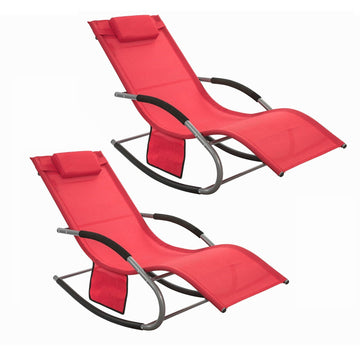 Elegante ligbedset - Schommelzonnebank - Tuinligstoel - Ademende stof - Afneembaar kussen - Geïntegreerde zijzakken - Zachte EVA-armleuningen - 150 kg draagvermogen - Afmetingen volgens afbeelding