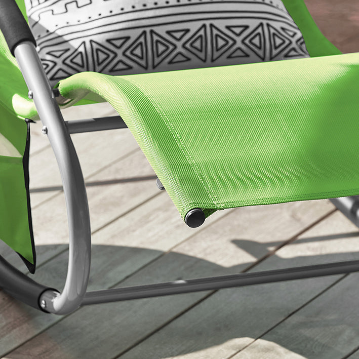 Elegante ligbedset - Schommelstoel - Ligstoel met zijtas - Ademende synthetische vezels - Afneembaar kussen - EVA-armleuningen - Afmetingen zoals afgebeeld