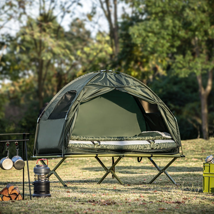 4-in-1 Campingtent Kit - Pop-Up Tent - Draagbaar Kampeerbed - Buitenligstoel - Duurzaam Oxford Nylon - Muggenbescherming - Eenvoudige montage - L194 x D87 x H165 cm - Groen