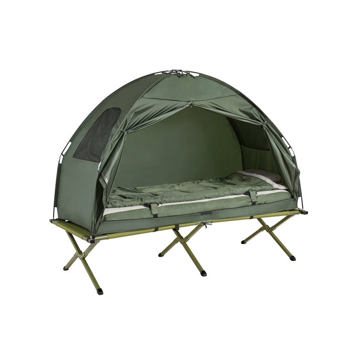 4-in-1 Campingtent Kit - Pop-Up Tent - Draagbaar Kampeerbed - Buitenligstoel - Duurzaam Oxford Nylon - Muggenbescherming - Eenvoudige montage - L194 x D87 x H165 cm - Groen