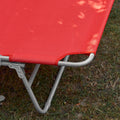 Verstelbare strandligstoel - Tuinligstoel - Opvouwbare ligstoel - Ademende stof - Afneembaar kussen - Zijvak - Snel opvouwbaar ontwerp - 195 cm x 58 cm x 63 cm - Rood
