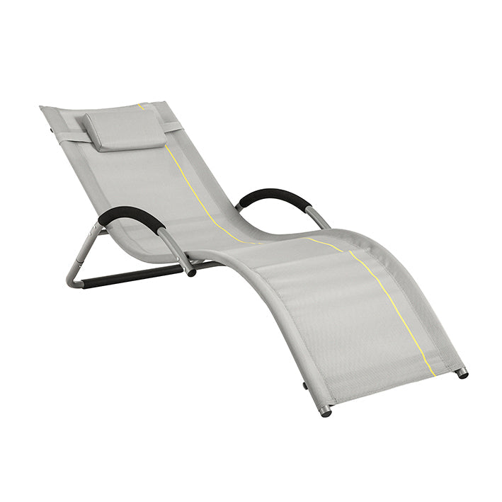Tuinligstoel - Ligstoel - Ligstoel - Synthetische vezelstof - Zweetbestendig - Inclusief comfortkussen - Ideaal voor tuin en terras - 56cm x 67cm x 165cm