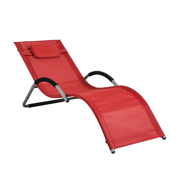 Tuinligstoel - Ligstoel - Ligstoel - Ademende stof van synthetische vezels - Inclusief comfortkussen - Ideaal voor tuin en terras - 55 cm x 67 cm x 165 cm