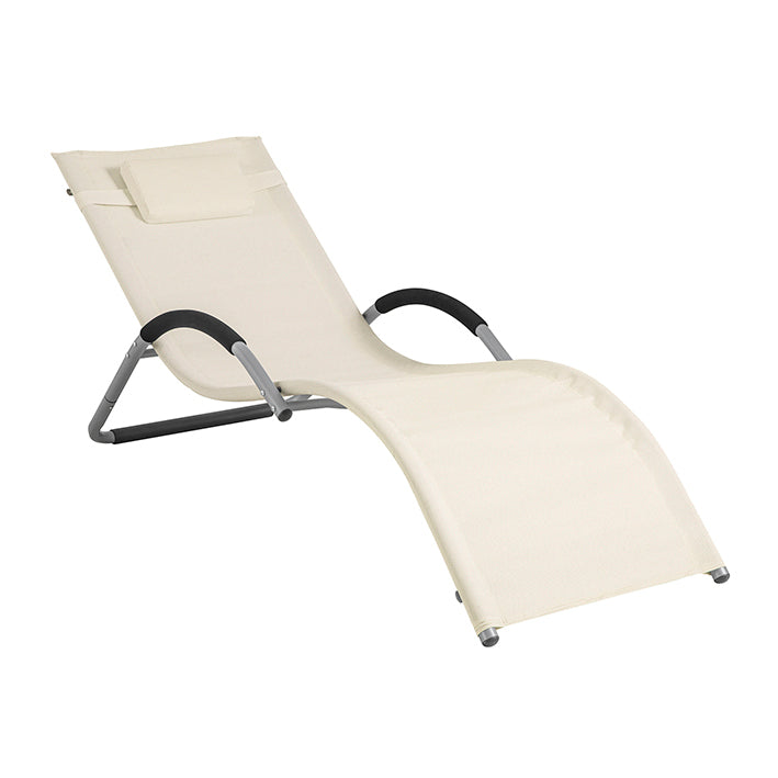 Tuinligstoel - Ligstoel - Ligstoel - Ademende stof van synthetische vezels - Inclusief comfortkussen - Ideaal voor tuin en terras - 56 cm x 67 cm x 165 cm