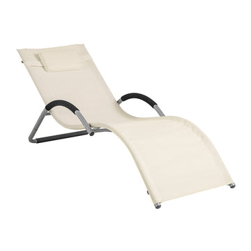 Tuinligstoel - Ligstoel - Ligstoel - Ademende stof van synthetische vezels - Inclusief comfortkussen - Ideaal voor tuin en terras - 56 cm x 67 cm x 165 cm