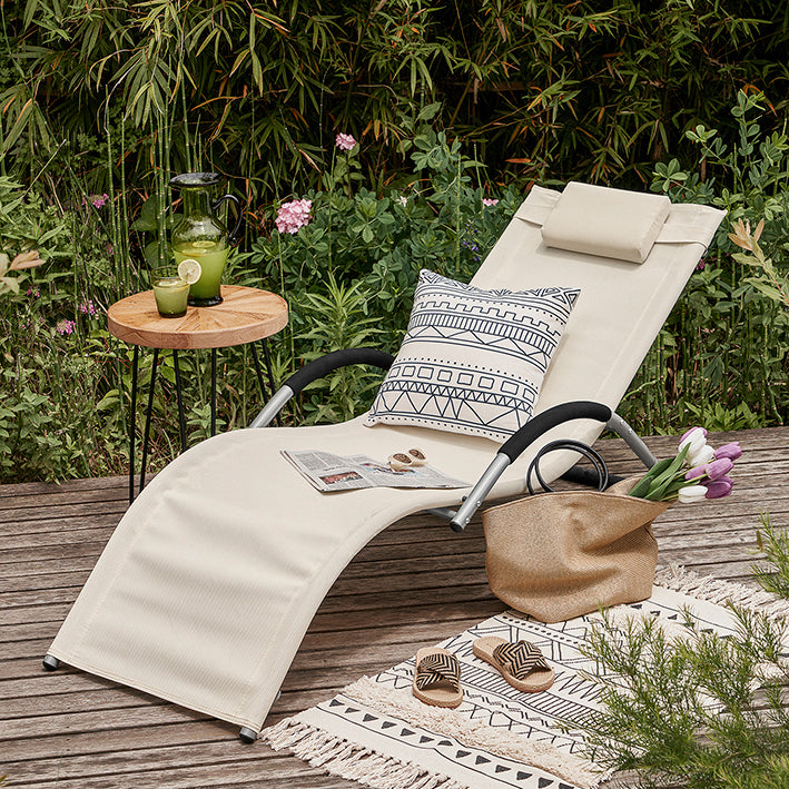 Tuinligstoel - Ligstoel - Ligstoel - Ademende stof van synthetische vezels - Inclusief comfortkussen - Ideaal voor tuin en terras - 56 cm x 67 cm x 165 cm
