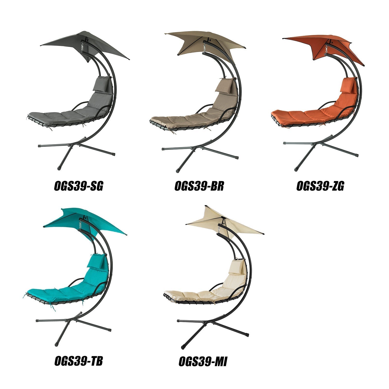 Garden Swing - Drijvende ligstoel met parasol - Ligstoel - Turquoise - Ergonomisch ontwerp - Afneembare kap - Hoge stabiliteit - 170 cm x 210 cm x 100 cm