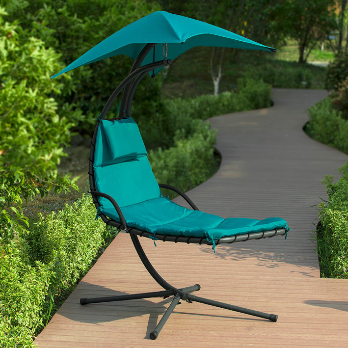 Garden Swing - Drijvende ligstoel met parasol - Ligstoel - Turquoise - Ergonomisch ontwerp - Afneembare kap - Hoge stabiliteit - 170 cm x 210 cm x 100 cm
