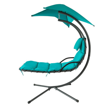 Garden Swing - Drijvende ligstoel met parasol - Ligstoel - Turquoise - Ergonomisch ontwerp - Afneembare kap - Hoge stabiliteit - 170 cm x 210 cm x 100 cm
