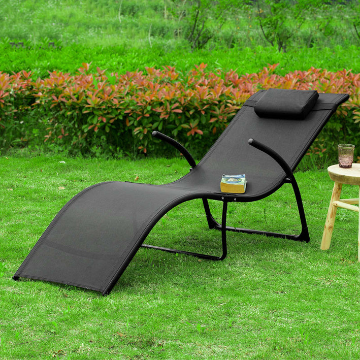 Garden Lounger - Opvouwbare ligstoel - Ligstoel - Duurzame synthetische vezelstof - Lichaamscontourend ontwerp - Ruimtebesparend opvouwbaar kenmerk - 60 cm x 69 cm x 173 cm