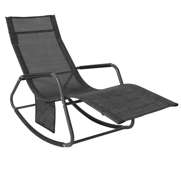 Garden Lounger - Ligstoel - Schommelstoel - Ergonomisch ontwerp - Synthetische vezelstof - Opbergvak - Ondersteunt tot 150 kg - 143 cm x 85 cm x 57 cm