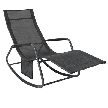 Garden Lounger - Ligstoel - Schommelstoel - Ergonomisch ontwerp - Synthetische vezelstof - Opbergvak - Ondersteunt tot 150 kg - 143 cm x 85 cm x 57 cm