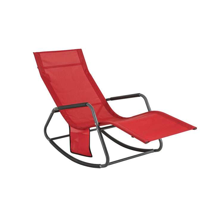 Garden Lounger - Ligstoel - Schommelstoel - Ergonomisch ontwerp, opbergvak, ondersteunt tot 120 kg - Metalen frame met synthetische vezelstof - 145 cm x 84 cm x 57 cm