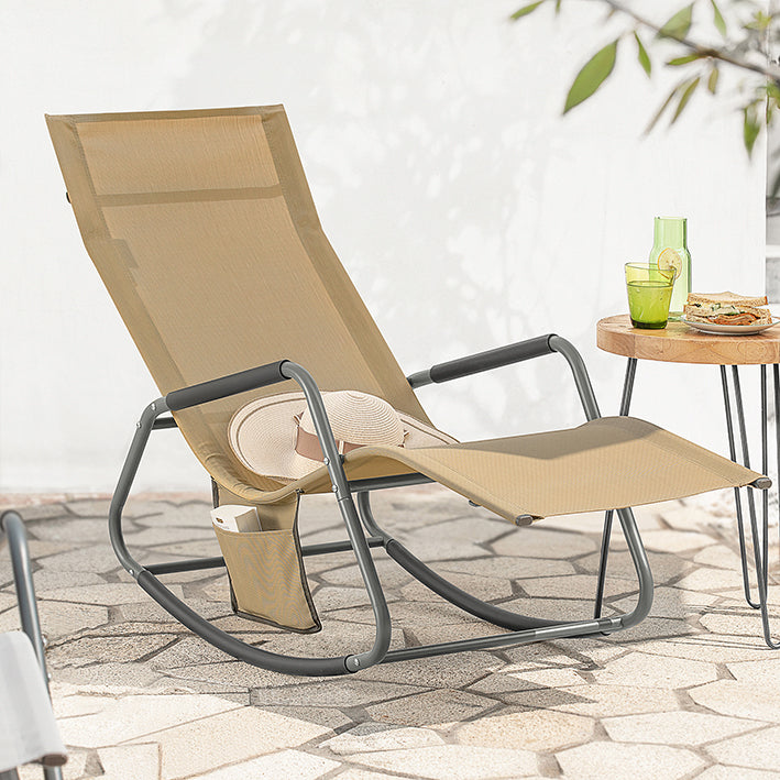 Garden Lounger - Ligstoel - Schommelstoel - Ergonomisch ontwerp, opbergvak aan de zijkant, duurzame synthetische vezels - 145 cm x 84 cm x 57 cm