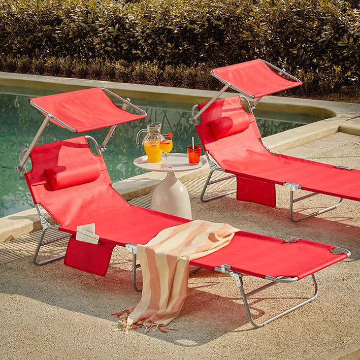 Oversized Opvouwbare Strandstoel - Ligstoel - Liggende Zonnestoel - Metalen Frame - 195cm x 90cm x 63cm