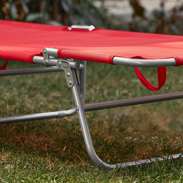 Verstelbare ligstoel met luifel - Tuinligstoel - Strandligstoel - Duurzaam metalen frame - Synthetische vezelstof - Multi-positie - Opbergvak - 195 cm x 90 cm x 63 cm