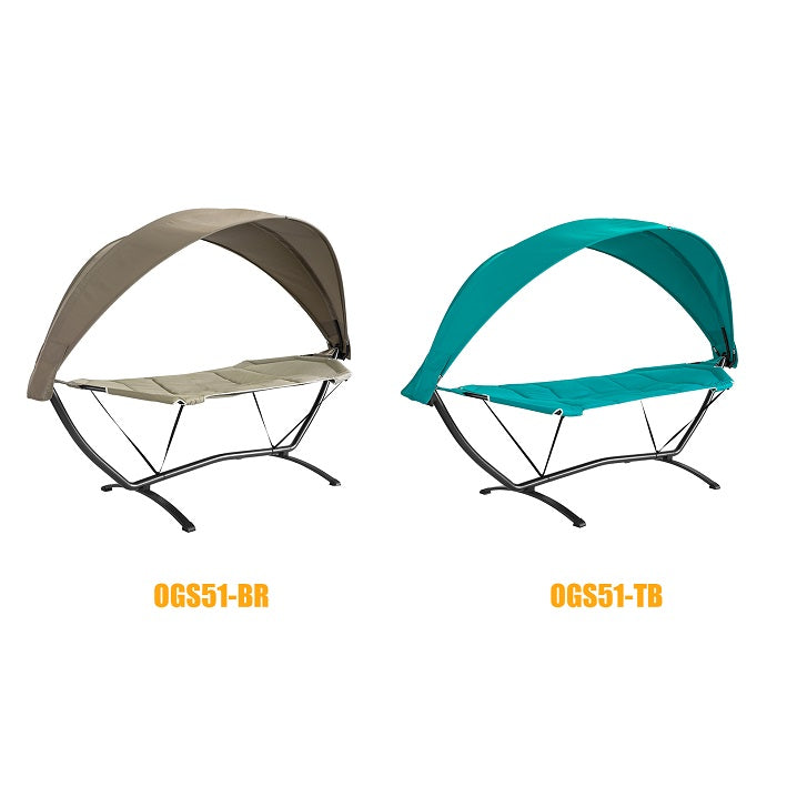 Hangmat met Frame - Zonnekaphangmat - Buitenligstoel - Duurzaam metalen frame - Oxfordstof - UV-bescherming - Comfortabel liggedeelte - Stabiel en veilig - 273 cm x 181 cm x 115 cm